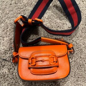 Gucci Vibrant Orange Mini Crossbody Horse Bit Bag Authentic